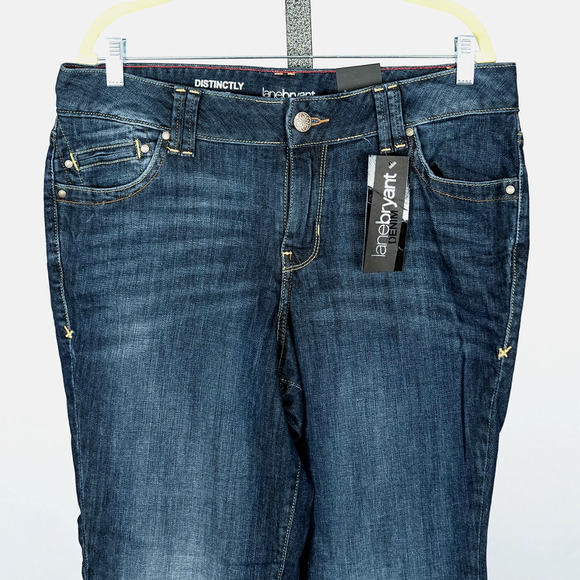 Lane Bryant Distinctly Boot Jeans 14 PETITE Right Fit Tech Blue Denim Western - Picture 2 of 11